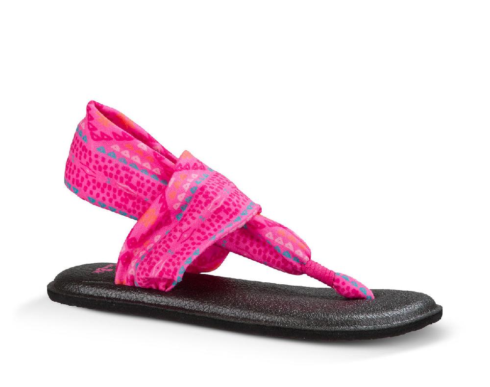 Sanuk Yoga Sling Burst Pink Multi Canvas Kids Sandals 1011419Y-PGP