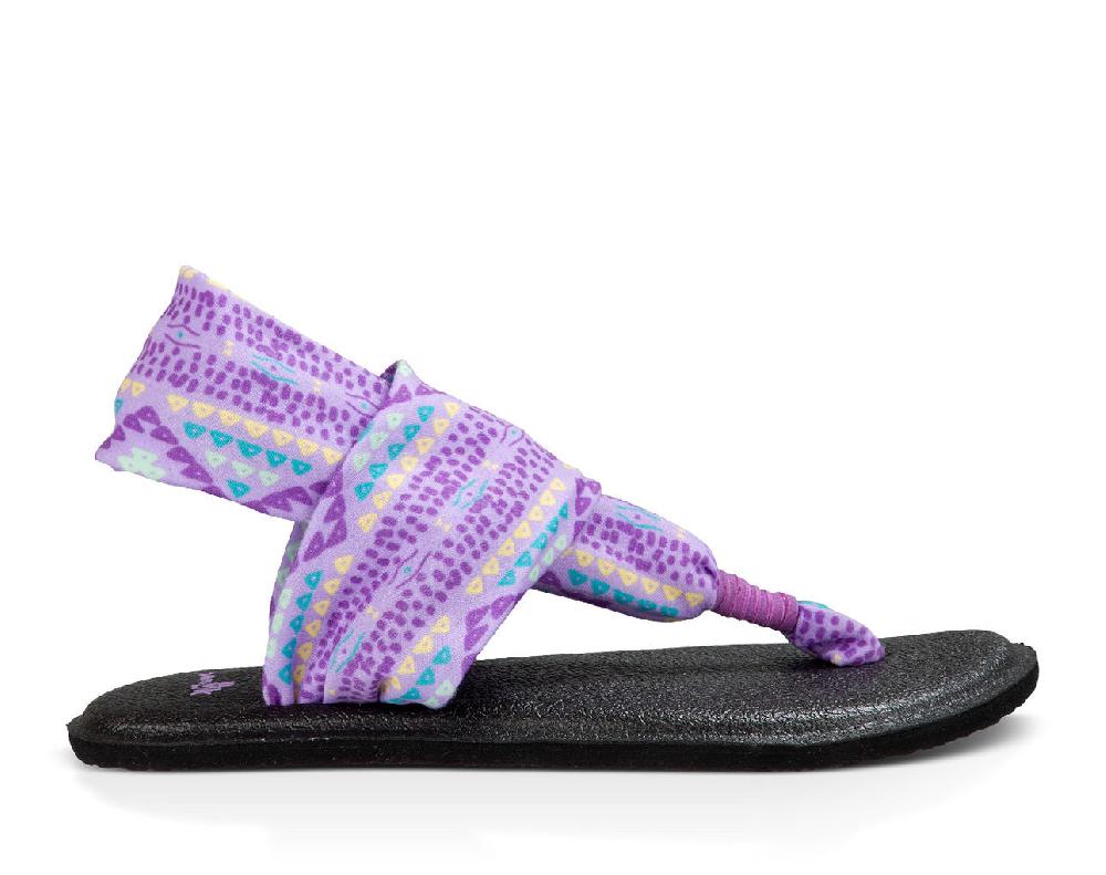 Sanuk Yoga Sling Burst Purple Multi Canvas Kids Sandals 1011419Y-HOGP