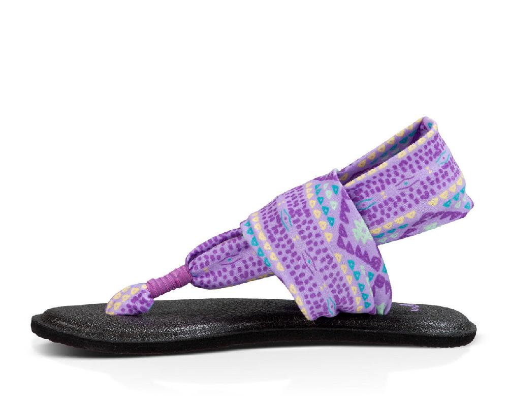 Sanuk Yoga Sling Burst Purple Multi Canvas Kids Sandals 1011419Y-HOGP