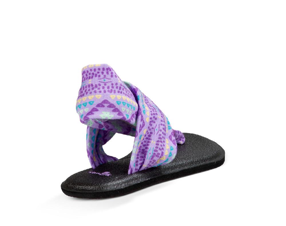 Sanuk Yoga Sling Burst Purple Multi Canvas Kids Sandals 1011419Y-HOGP