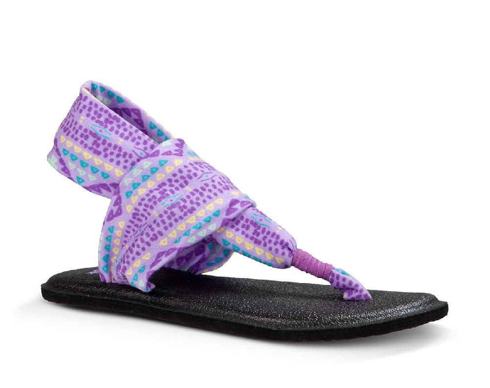 Sanuk Yoga Sling Burst Purple Multi Canvas Kids Sandals 1011419Y-HOGP