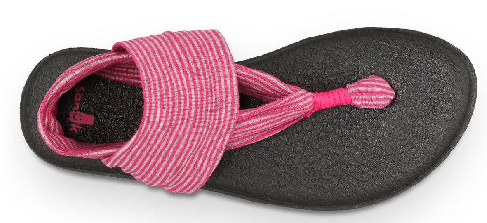 Sanuk Yoga Sling Fuchsia/White Canvas Kids Sandals SGS10479-FRST