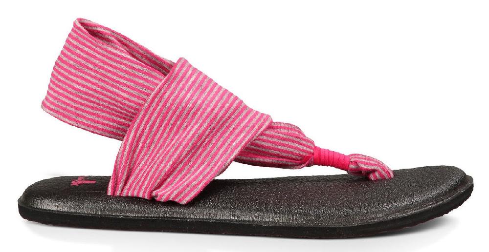 Sanuk Yoga Sling Fuchsia/White Canvas Kids Sandals SGS10479-FRST