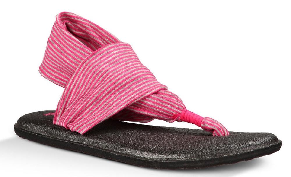 Sanuk Yoga Sling Fuchsia/White Canvas Kids Sandals SGS10479-FRST