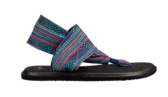 Sanuk Yoga Sling Navy Multicolor Geo Stripes Slingback Comfort Womens Sandals 1020239-NMGS