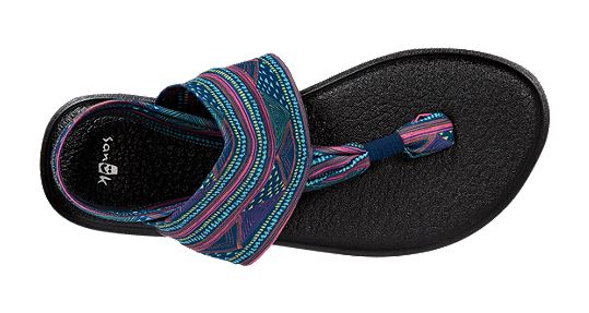 Sanuk Yoga Sling Navy Multicolor Geo Stripes Slingback Comfort Womens Sandals 1020239-NMGS