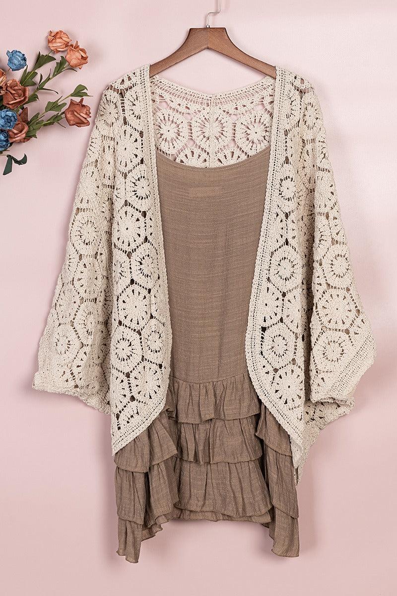 Sassy Bling Cotton Crochet Billow Sleeve Women's Cardigan BB276A-PL