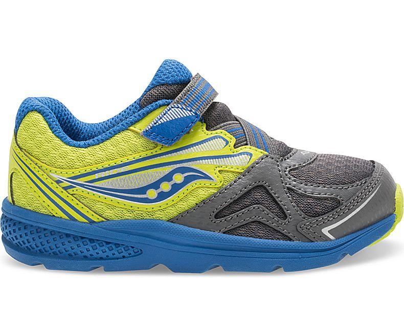 Saucony Baby Ride Grey Lime Blue Sneaker Velcro Closure Kids Shoes