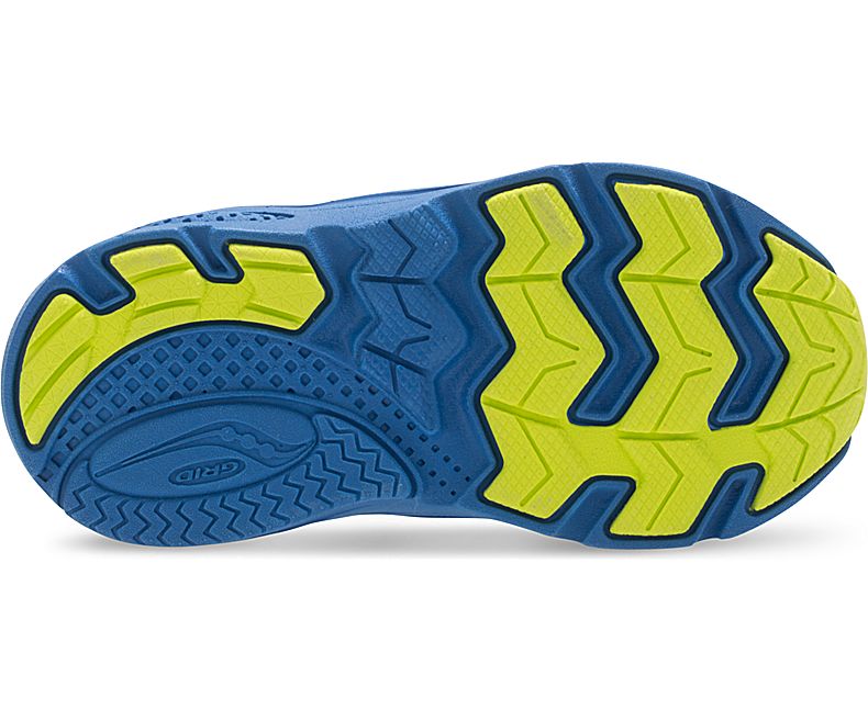 Saucony Baby Ride Grey Lime Blue Sneaker Velcro Closure Kids Shoes