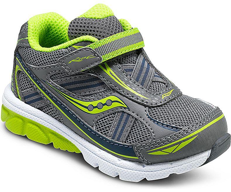 Saucony Baby Ride Velcro Grey/Lime Fabric Kids Athletic ST5374I