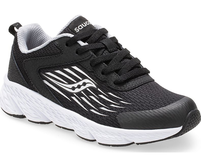 Saucony Black/White Big Kids Wind Lace Sneakers SK261815