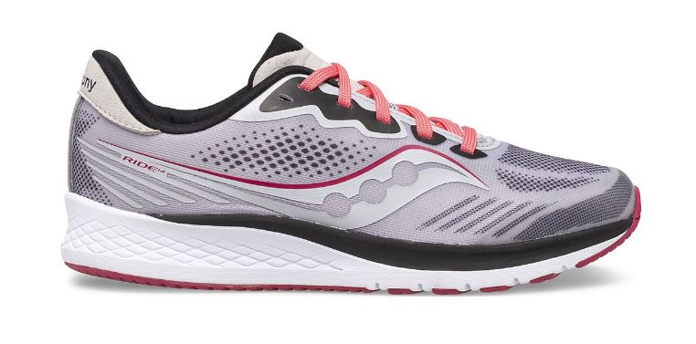 Saucony Grey/Cherry Big Kid's Ride 14 Sneaker SK165320