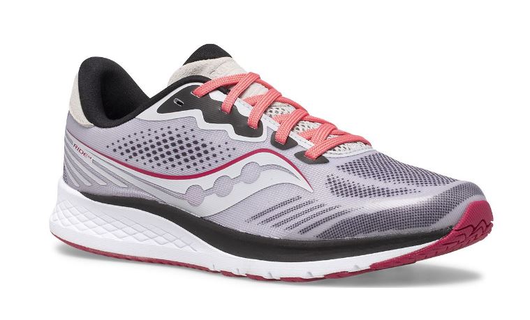 Saucony Grey/Cherry Big Kid's Ride 14 Sneaker SK165320