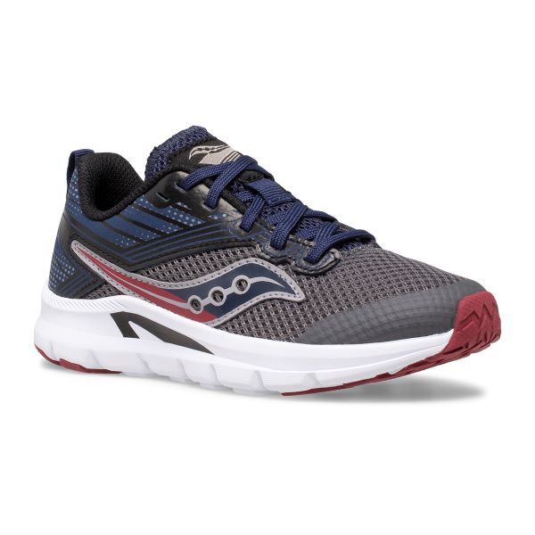 Saucony Grey Navy and Maroon Big Kids Axon Sneaker SK265438