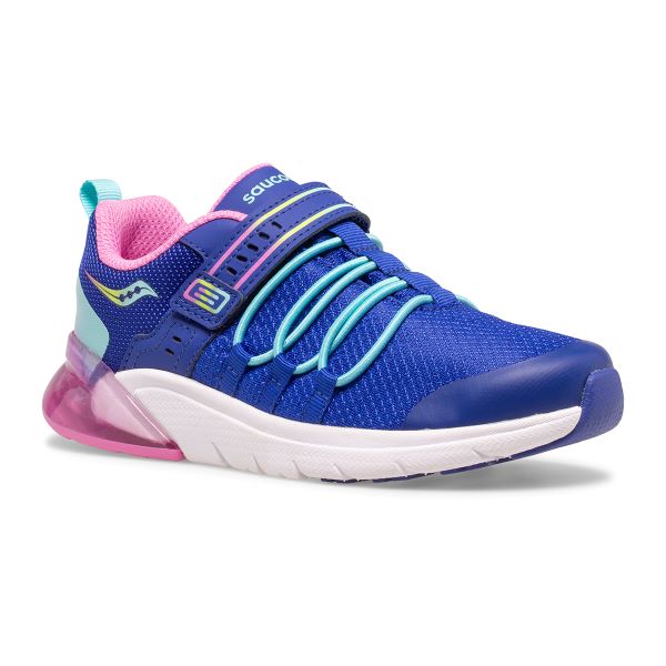 Saucony Navy and Pink Multi Big Kids Flash Glow 2.0 Sneakers SK165064