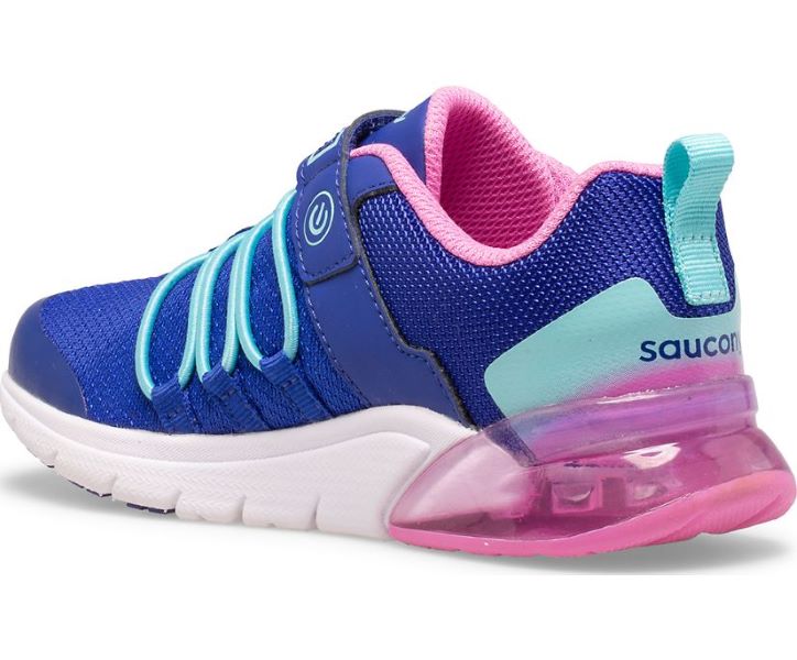 Saucony Navy/Pink Flash Glow 2.0 Girl's Wide Width Sneakers SK165064W