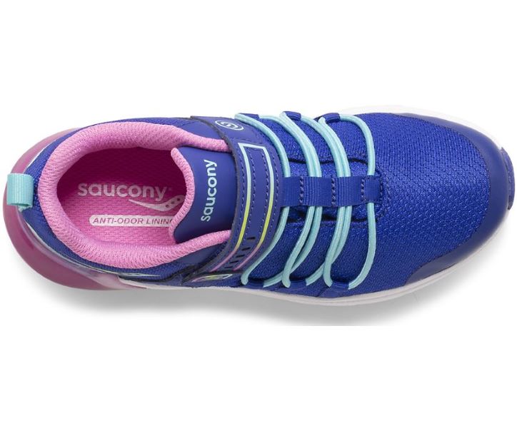 Saucony Navy/Pink Flash Glow 2.0 Girl's Wide Width Sneakers SK165064W