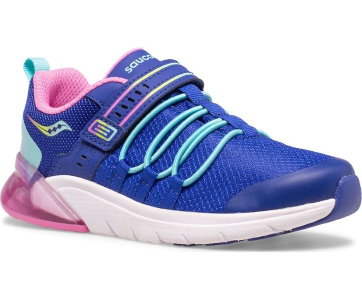 Saucony Navy/Pink Flash Glow 2.0 Girl's Wide Width Sneakers SK165064W