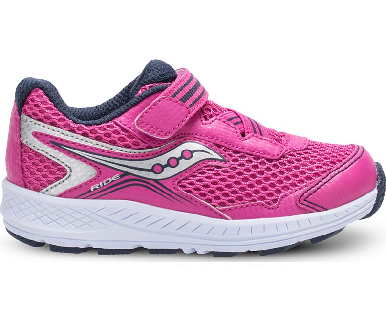 Saucony Pink/Silver Little Kids Ride 10 Junior Sneakers SL159651