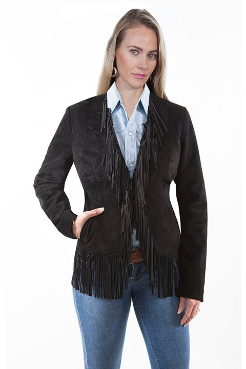 Scully Black Boar Suede Womens Fringe Jacket L1003 **ONLINE ONLY