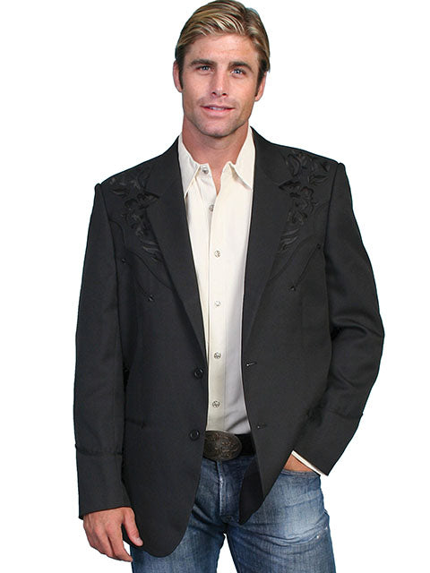 Scully Black Button Front Men's Blazer P-733
