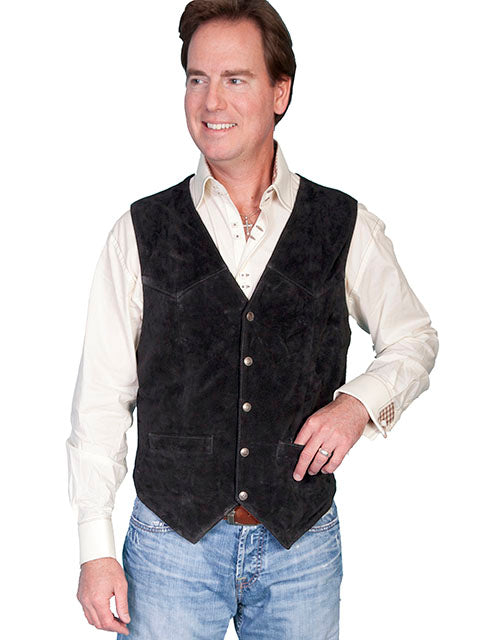 Scully Black Calf Suede Lambskin Western All Leather Vest 507