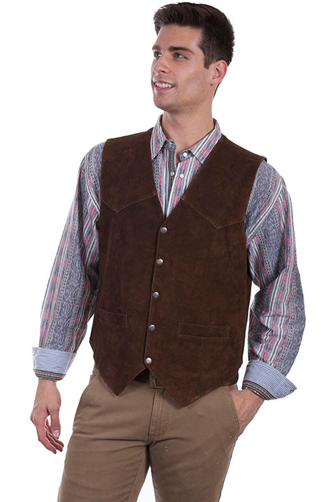 Scully Brown Lambskin Western All Leather Vest 507
