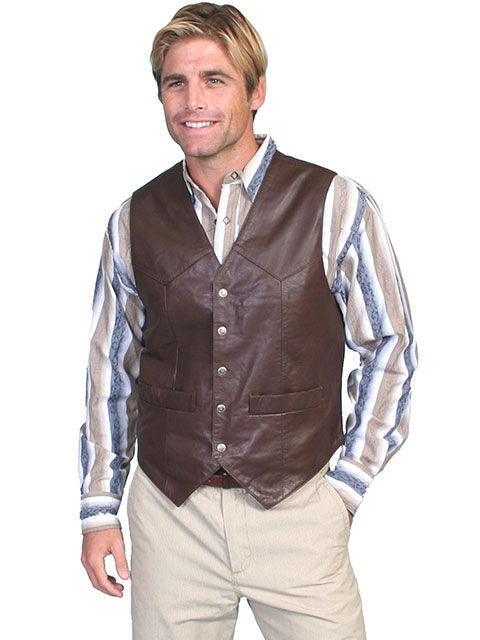 Scully Brown Soft Touch Lambskin Western All Leather Vest 507