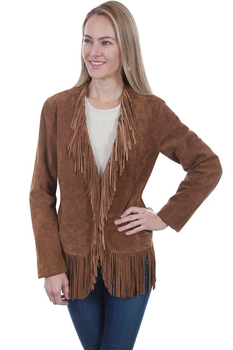 Scully Cinnamon Boar Suede Womens Fringe Jacket L1003 **ONLINE ONLY