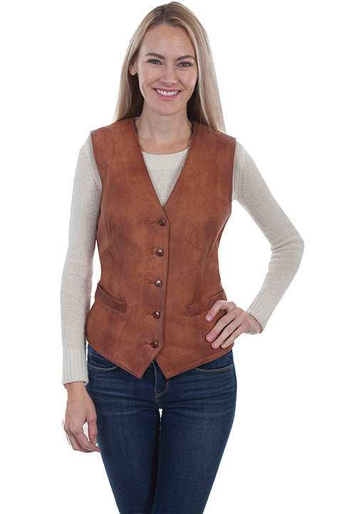 Scully Cognac Womens Leather Vest **ONLINE ONLY** L1012