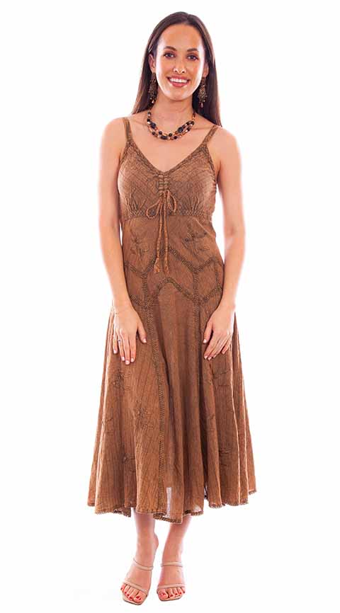 Scully Copper Spaghetti Strap Long Womens Dress HC62