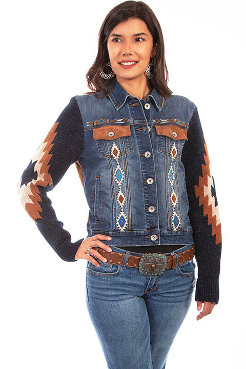 Scully Denim Aztec Embroidered Women's Denim Jacket HC639