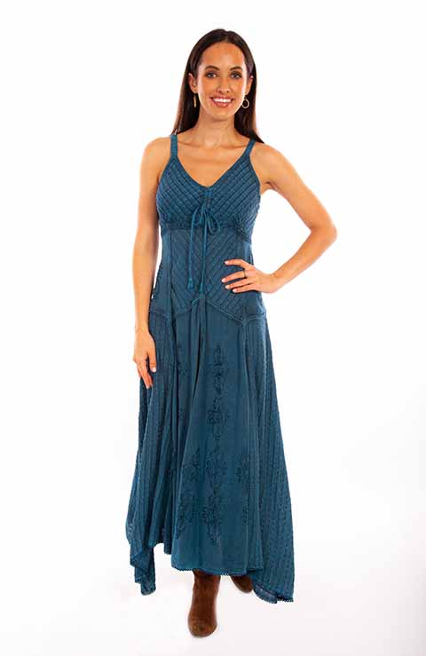 Scully Electric Blue Spaghetti Strap Womens Long Dress HC63