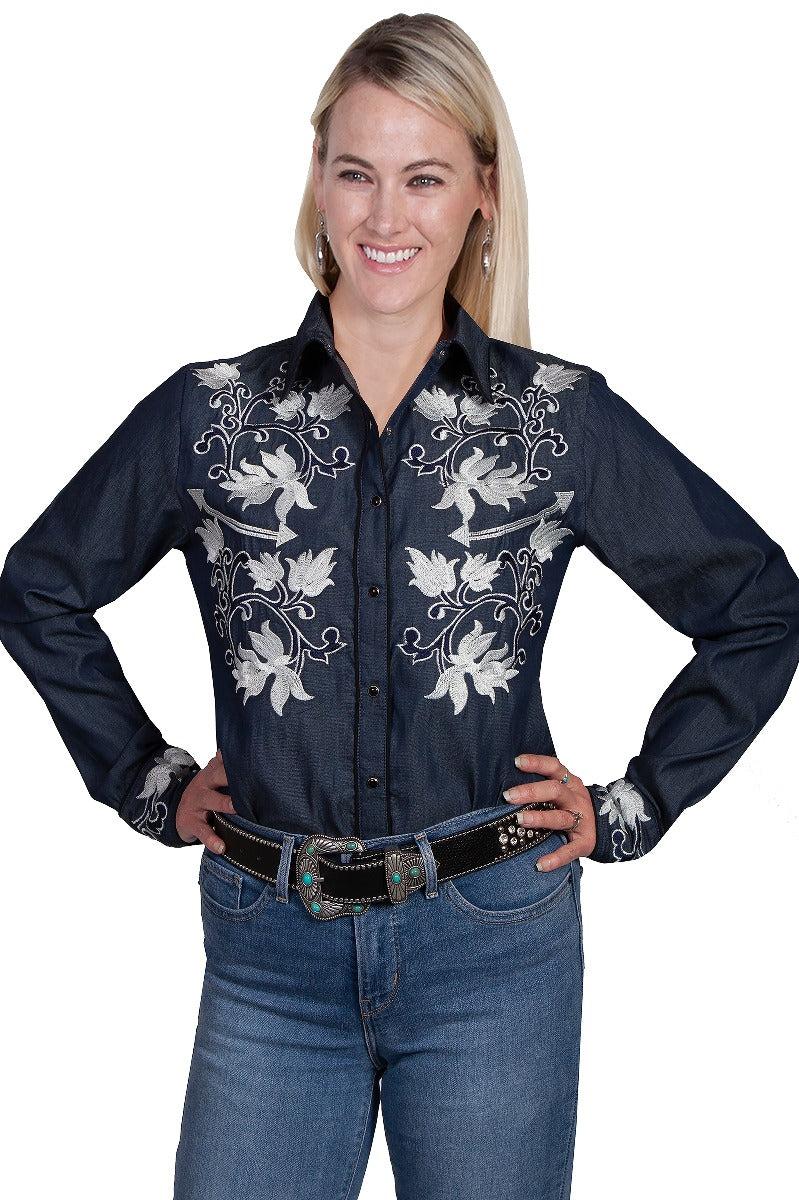Scully Embroidered front and cuffs snap front western shirt PL894 CHM ***Online Only