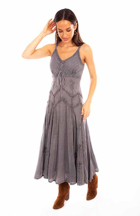 Scully Grey Spaghetti Strap Long Womens Dress HC62