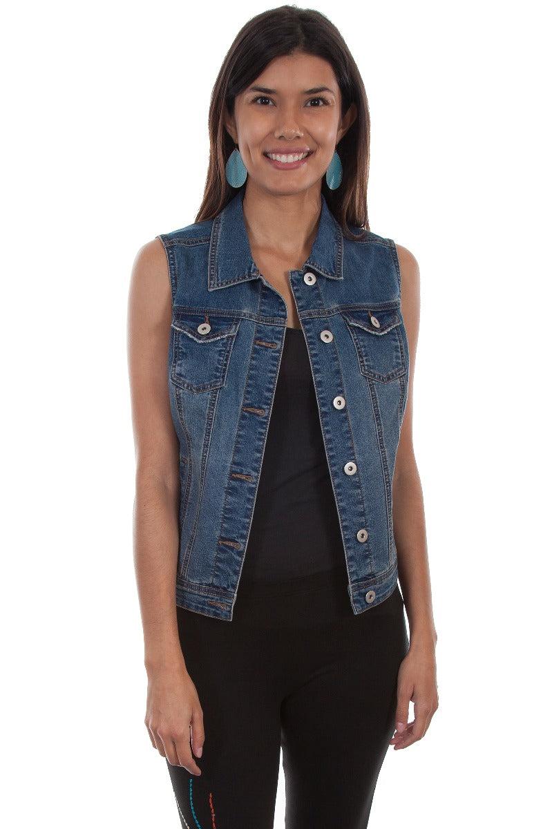 Scully Honey Creek classic vest with lace back HC469 ***Online Only
