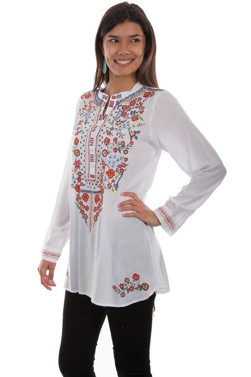 Scully Honey Creek embroidered white tunic HC510 ***Online Only