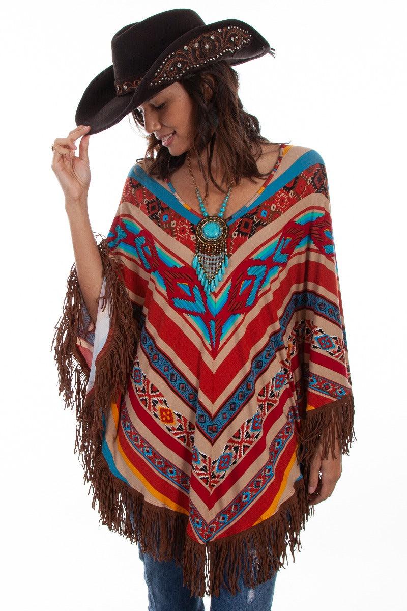 Scully Honey Creek serape and frine poncho HC518 ****Online Only