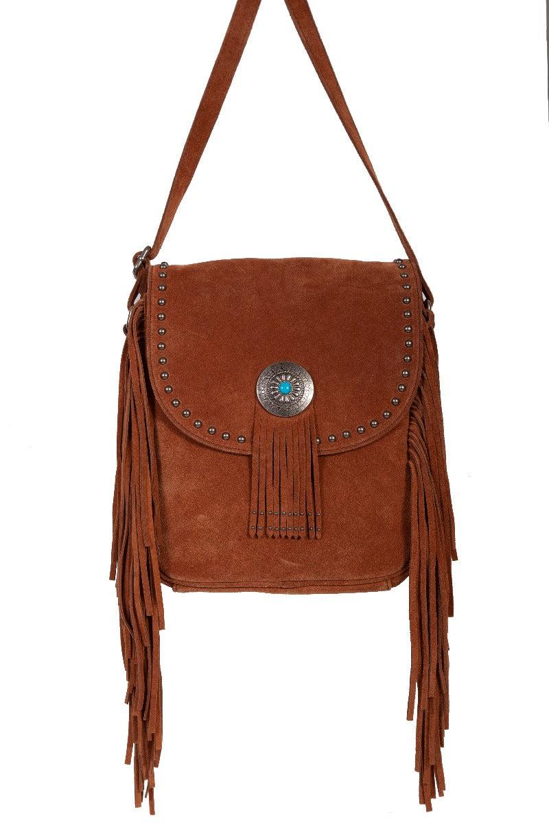 Scully Leather Fringe and Studded Crossbody Bag B186 ***Online Only