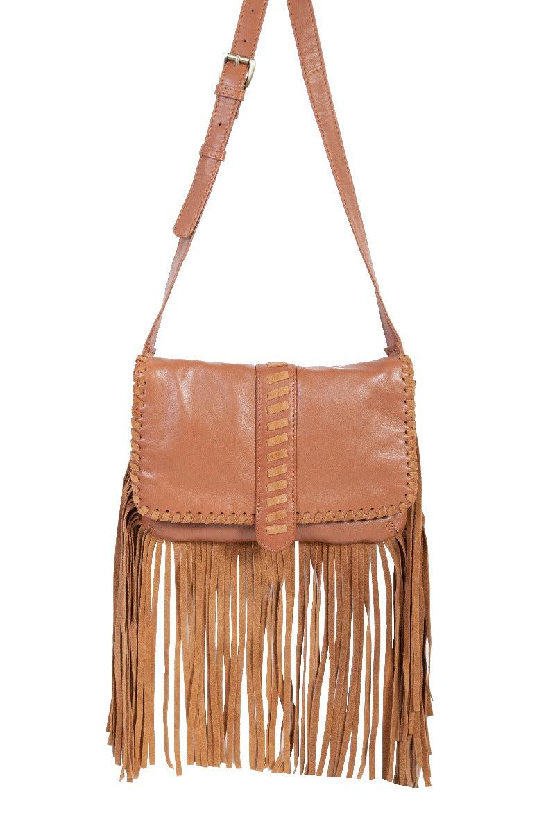 Scully Leather Handbag With Suede Fringe And Whip Stitch Trim B111 **ONLINE ONLY