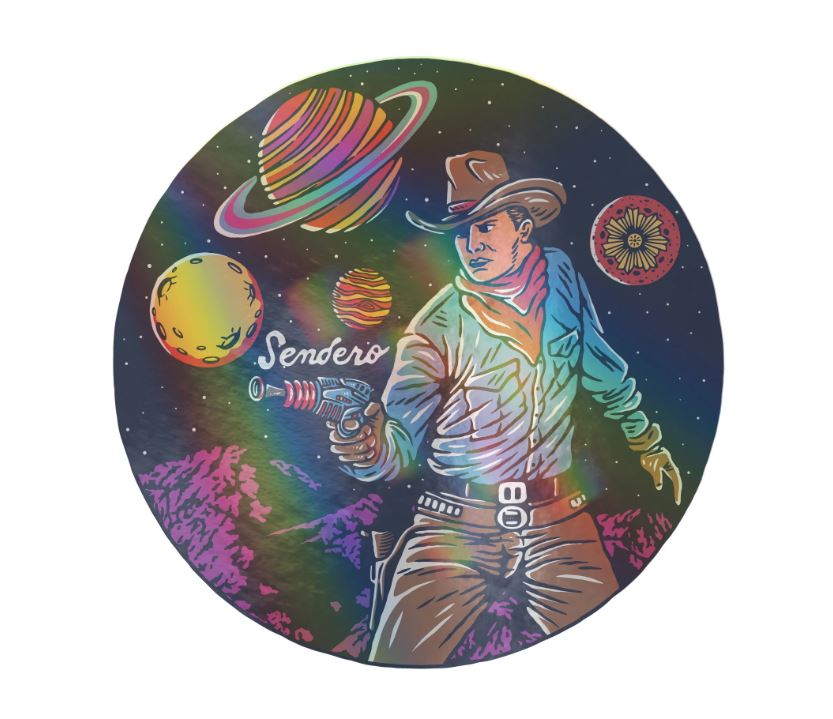 Sendero Black Cosmic Cowboy Sticker- Holographic Edition SPCA123S22BXX