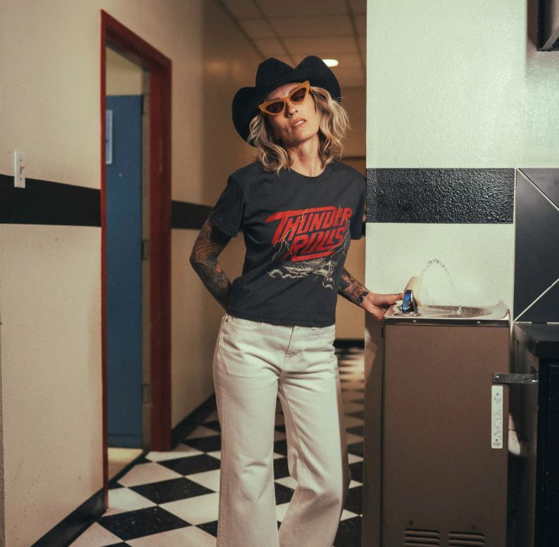 Sendero Black Thunder Rolls Women's Crop Tee SPCW124S11A