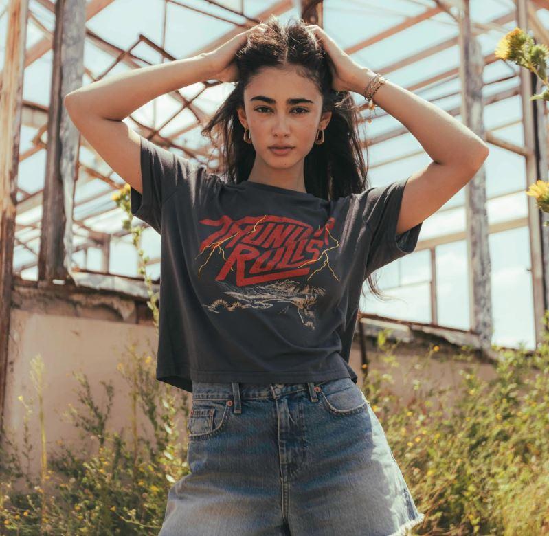 Sendero Black Thunder Rolls Women's Crop Tee SPCW124S11A