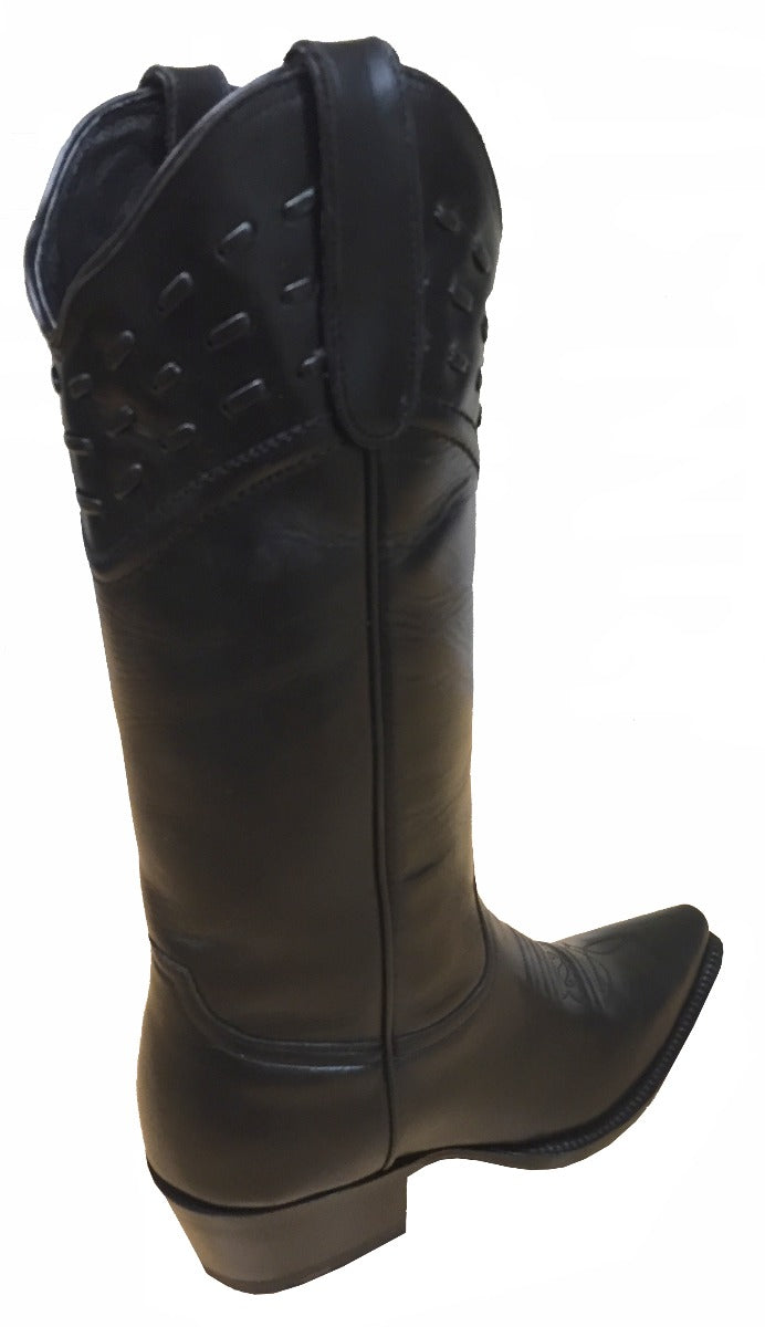 SF-0990-L Black Snip Toe With A Top Design Womens Western Boots