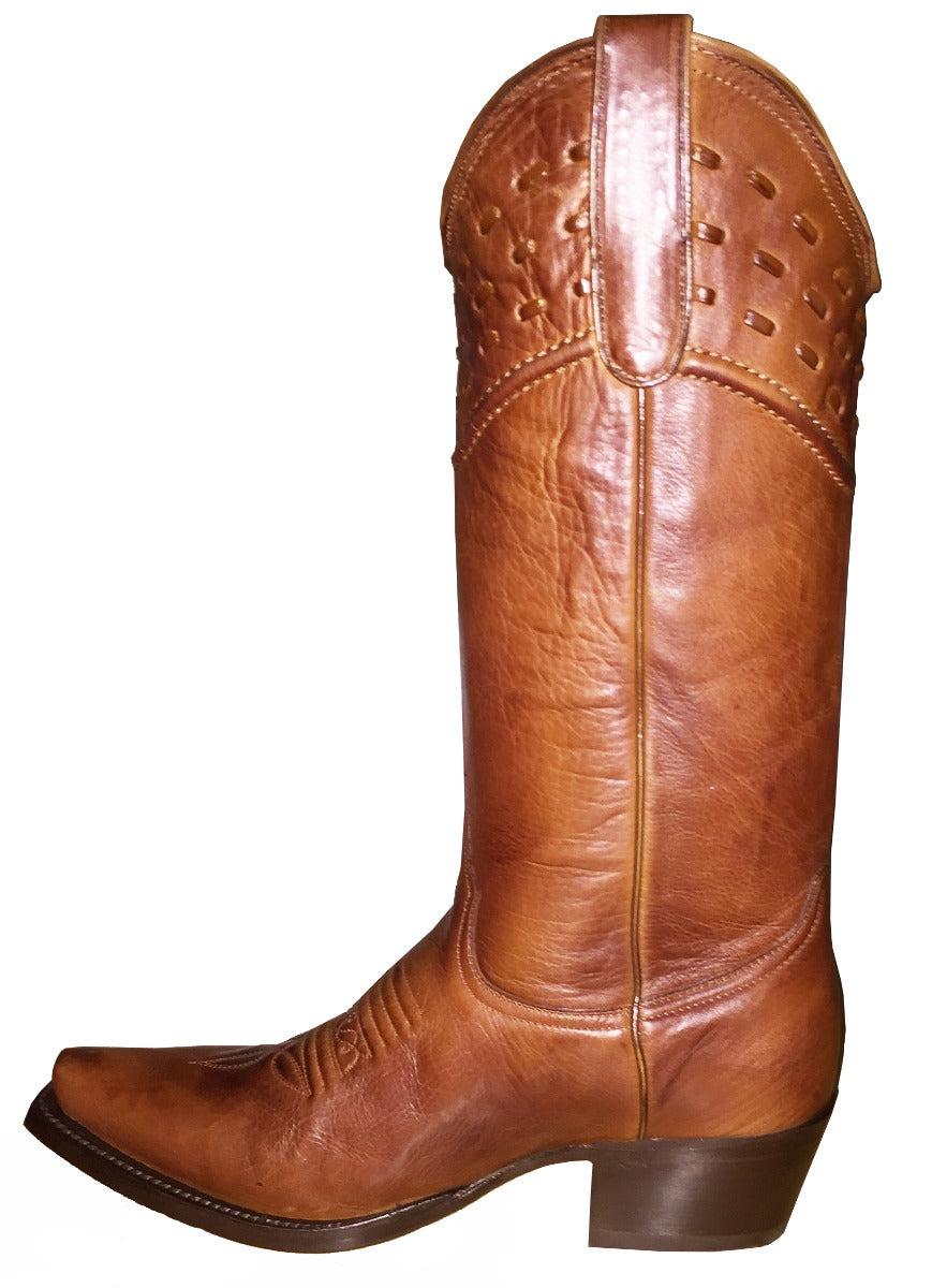 SF-HANDRANCH-L Tan Snip Toe With Top Lace Ladies Boot