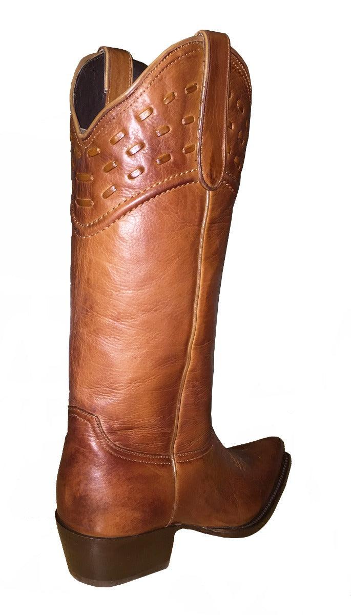 SF-HANDRANCH-L Tan Snip Toe With Top Lace Ladies Boot
