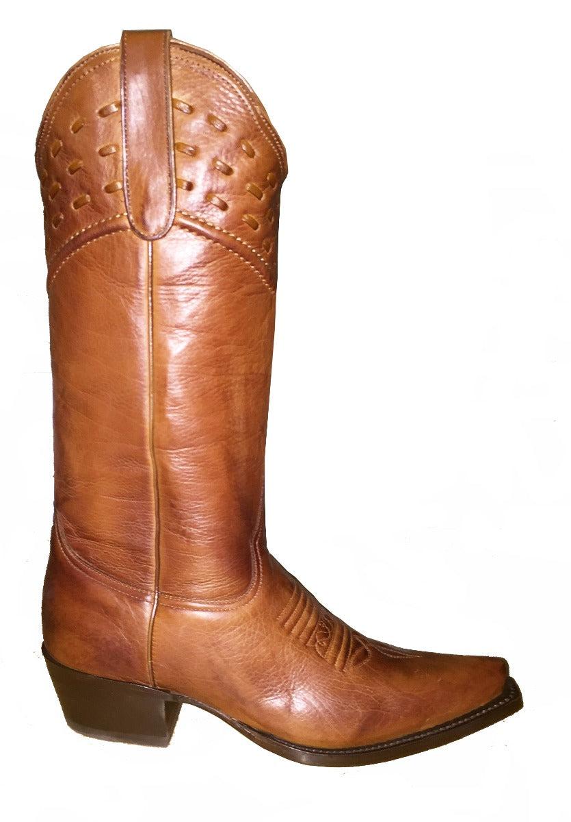 SF-HANDRANCH-L Tan Snip Toe With Top Lace Ladies Boot