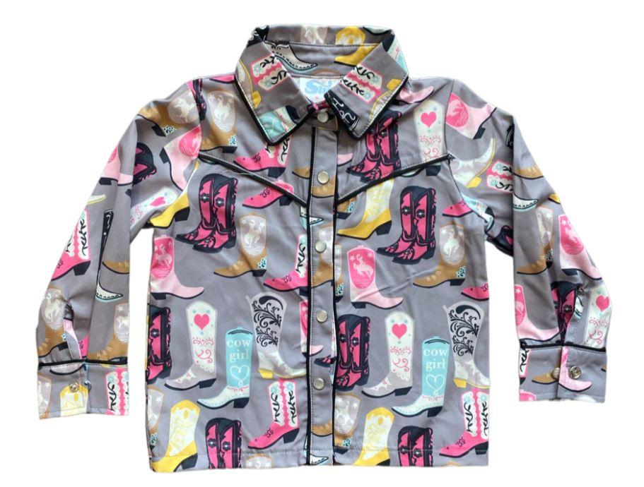 Shea Baby Grey Pearl Snap Infant Shirt GWEST01-INFANT