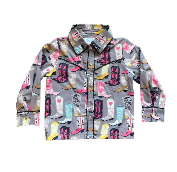 Shea Baby Grey Pearl Snap Toddler Shirt GWEST01