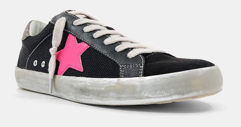 ShuShop Black/Fuchsia Paula Womens Casual Sneaker 00143-659